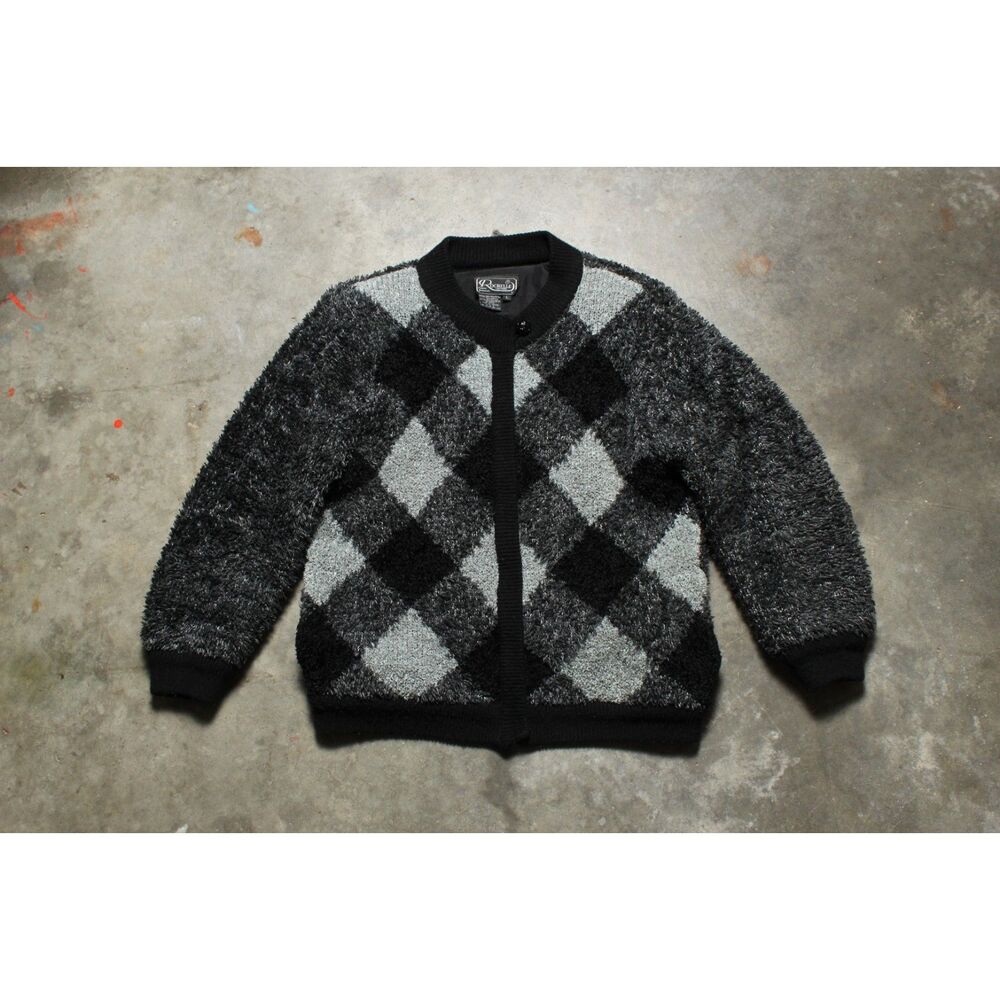 Vintage 1990's Rochelle Checkered Chenille Coat - Large